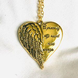 Gold Whisper In My Heart Angel Wing Necklace